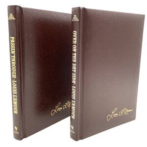 2 Vtg Louis L'Amour - Over On The Dry Side & Passin' Through Leatherette HB
